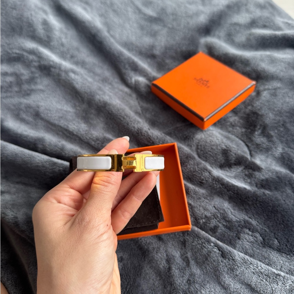 Hermès White and Gold Bracelet